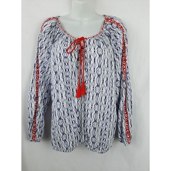 L.O.G.G  poet embroidered lace up front sz 4 top - Picture 1 of 4